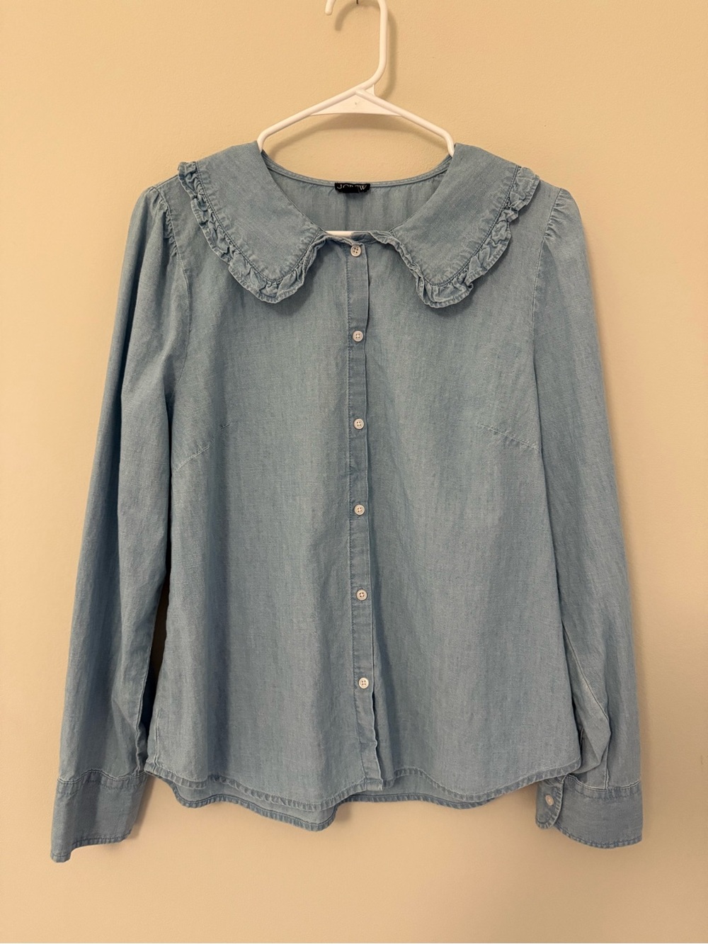 J. Crew Ruffle Chambray Shirt - size 12 - Picture 3 of 5
